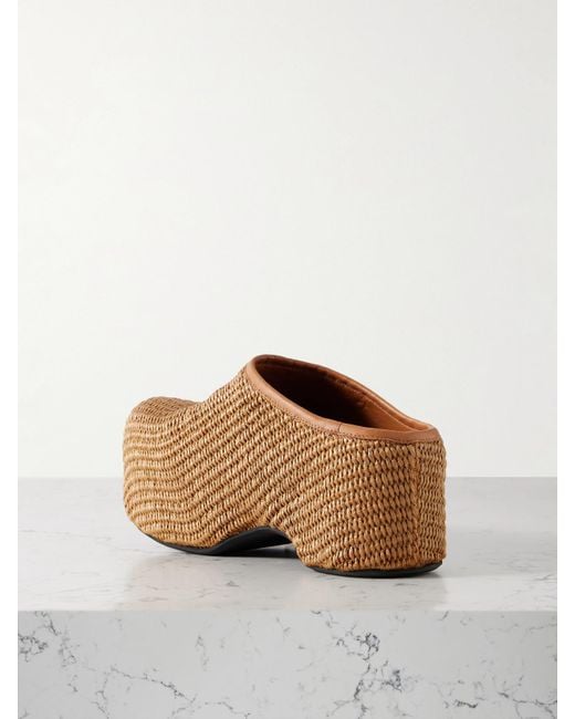 Marni Brown Sabot Raffia Platform Clogs