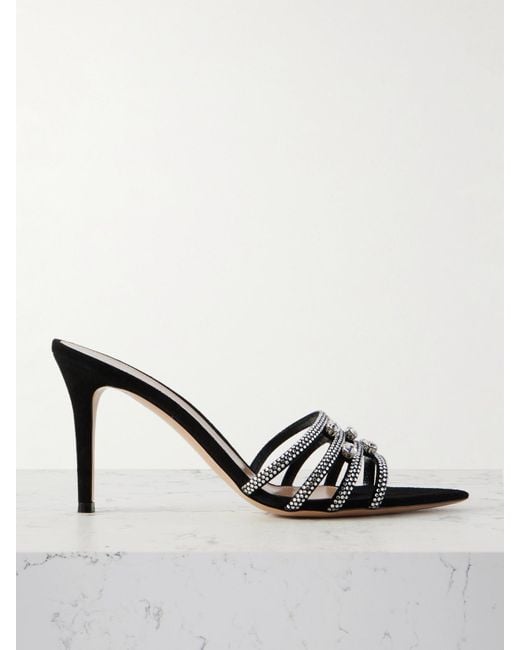 Gianvito Rossi Natural 85 Crystal-Embellished Suede Sandals