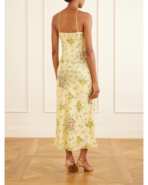 Rodarte Metallic Floral-Print Bow-Detailed Halterneck Silk-Crepe Midi Dress