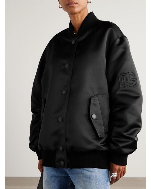 Dolce & Gabbana Black Debossed Shell Bomber Jacket
