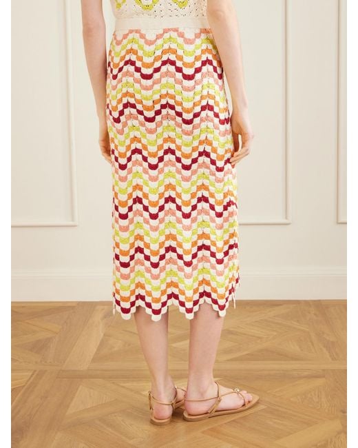 Escvdo Pink Safi Crocheted Cotton Midi Skirt