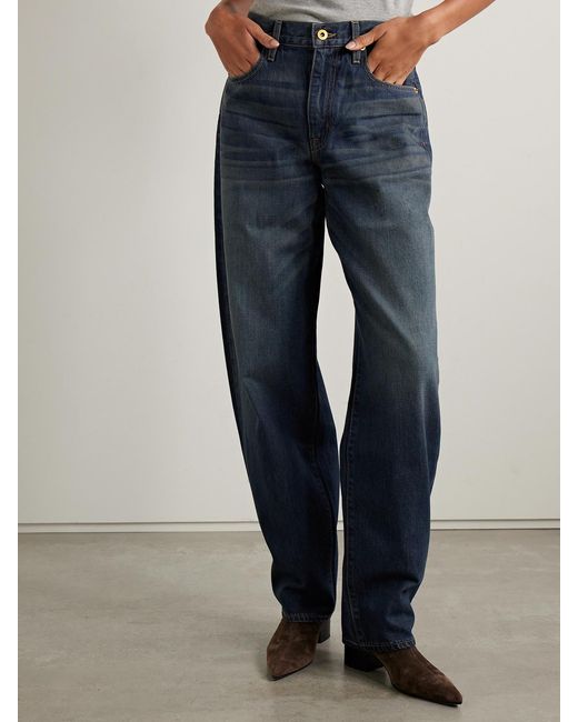 SLVRLAKE Denim Blue Ella Mid-Rise Barrel-Leg Jeans