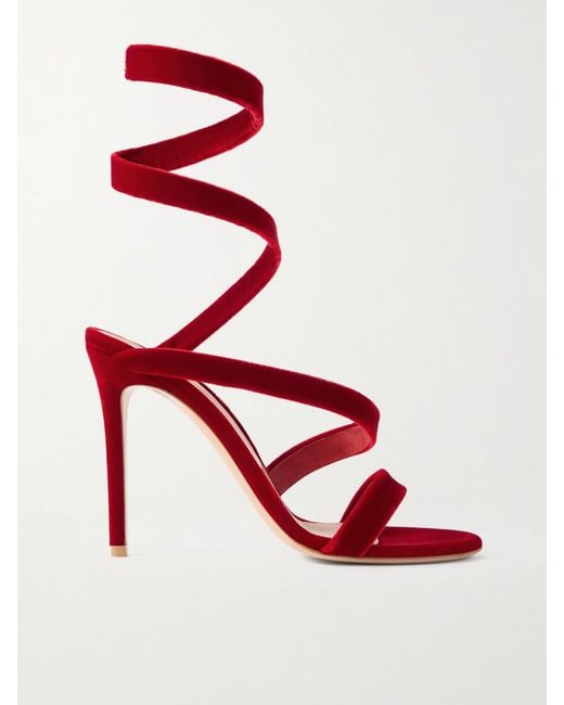 Gianvito Rossi Red Opera Velvet Sandals