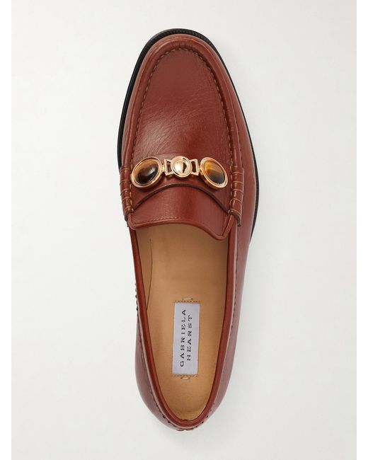 Gabriela Hearst Brown Melchora Embellished Leather Loafers
