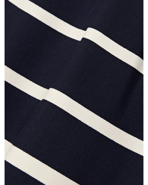Valentino Garavani Blue Embellished Striped Wool And Silk-Blend Midi Skirt