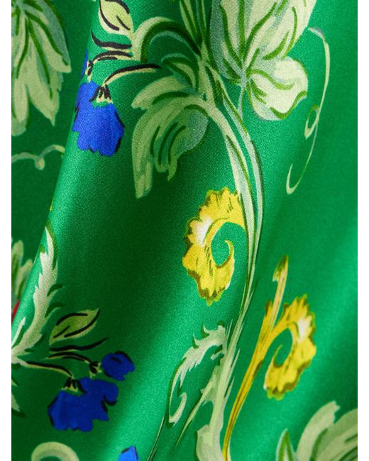 Saloni Green Vida D Kleid Aus Seidensatin Mit Blumenprint Und Volants