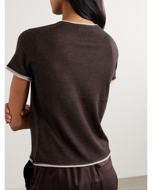 arch4 Brown Selcombe Layered Two-Tone Organic Cashmere Top