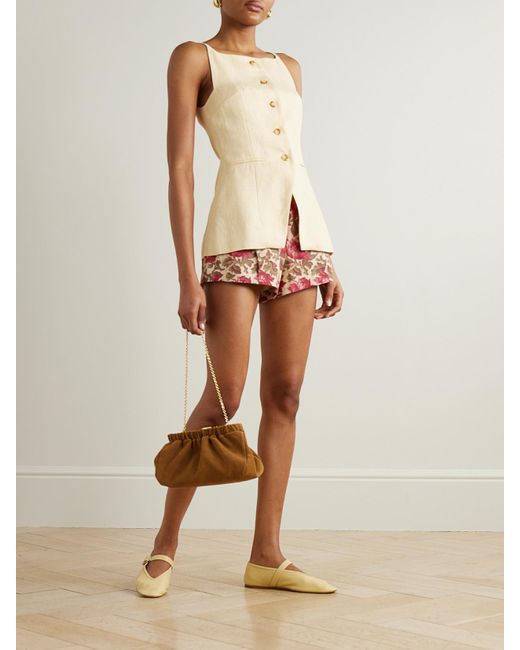 Posse White Rosalie Shorts Aus Leinen Mit Blumenprint