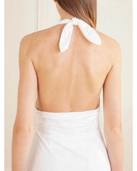 BERNADETTE White Marilyn Organic Cotton-Blend Poplin Halterneck Maxi Dress