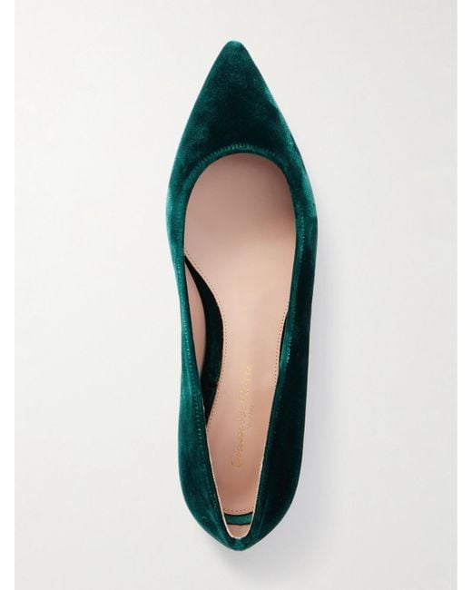 Gianvito Rossi Black Velvet Point-Toe Flats