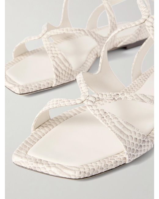 Jimmy Choo Natural Ayla Sandalen Aus Leder Mit Schlangeneffekt