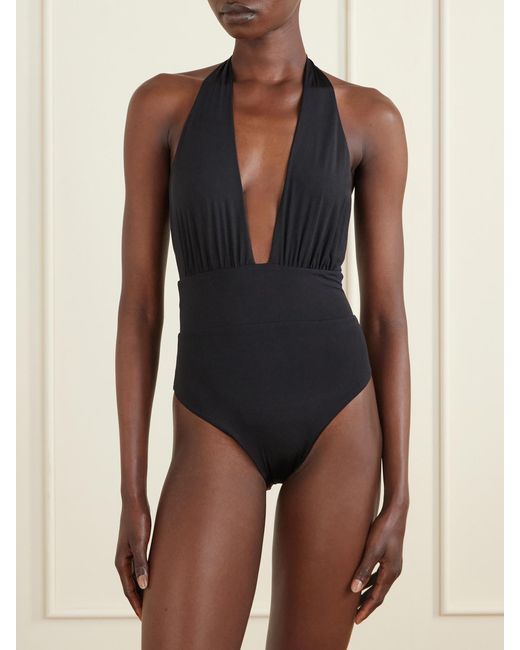 Max Mara Black Beachwear Halterneck Swimsuit