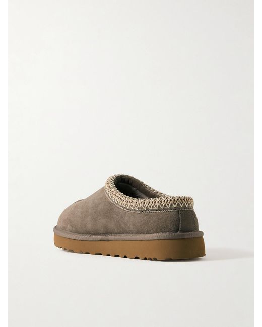 Ugg Brown Tasman Slippers Aus Veloursleder Mit Fleecefutter Aus Einer Wollmischung Und Stickereien