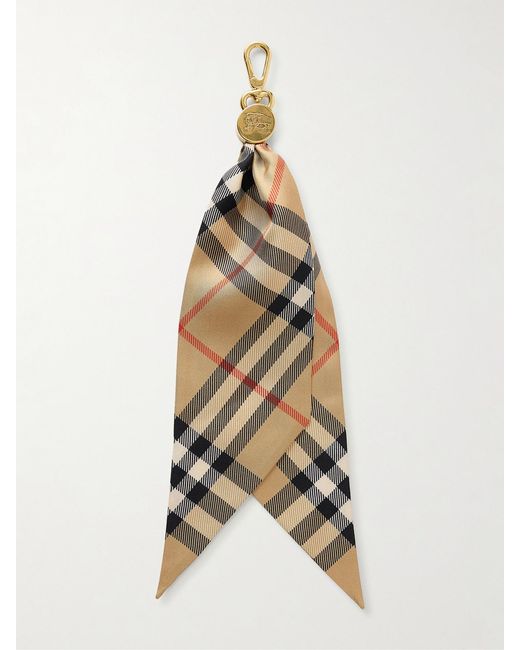 Burberry Metallic Tone Checked Silk Charm