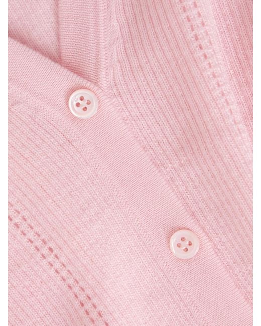 Gabriela Hearst Pink Lillian Pointelle-Knit Wool Cardigan
