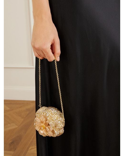 Judith Leiber Metallic Magnolia Crystal-Embellished-Tone Clutch