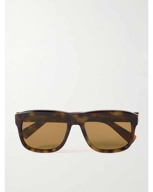 Saint Laurent Brown Square-Frame Tortoiseshell Acetate Sunglasses