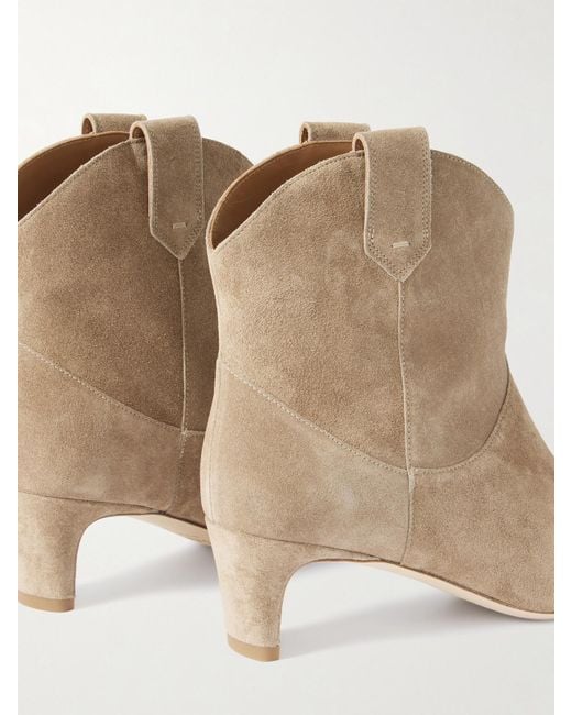 Staud Natural Western Wally Suede Ankle Boots