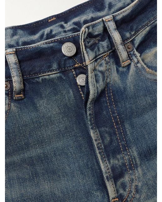 Acne Blue 2021 Distressed Mid-Rise Flared Organic Jeans