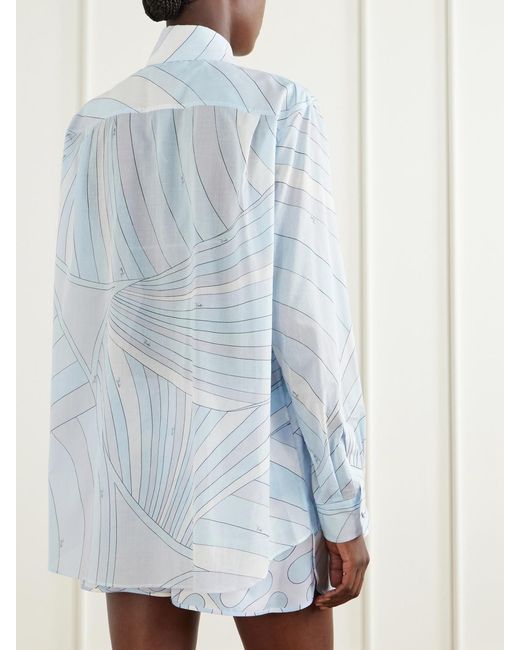 Emilio Pucci Blue Printed Cotton-Muslin Shirt