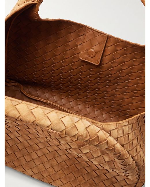 Bottega Veneta Brown Campana Large Intrecciato Suede Shoulder Bag