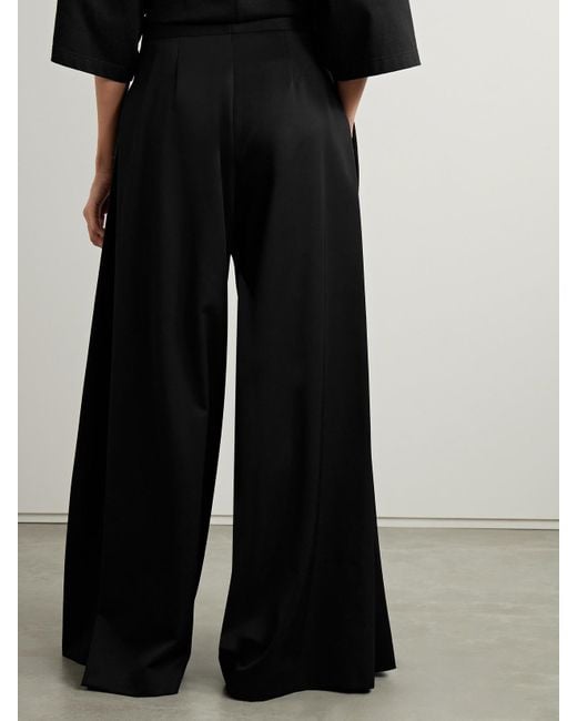 The Row Black Paras Pleated Wool-Twill Wide-Leg Pants