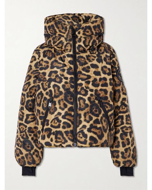 Goldbergh Multicolor Pantera Wattierte Skijacke Aus Recyceltem Material Mit Leopardenprint, Kapuze Und Daunenfüllung