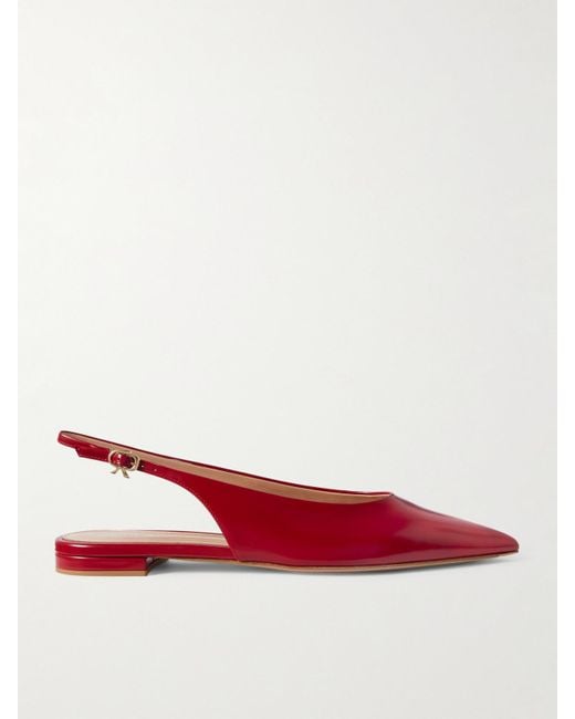 Gianvito Rossi Red Robbie Flache Slingback-Schuhe Aus Lackleder