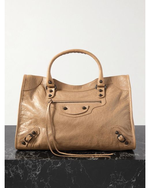 Balenciaga Brown Le City Mittelgroße Tote Aus Strukturiertem Leder