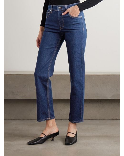 Veronica Beard Blue Leah Halbhohe Jeans Mit Geradem Bein