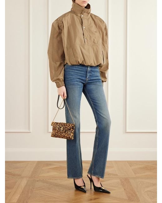 Saint Laurent Natural Cassandre Animal-Print Calf Hair Shoulder Bag