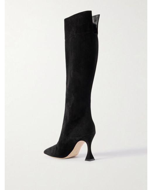 Manolo Blahnik Black Miralonepla 90 Kniehohe Stiefel Aus Veloursleder