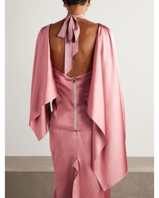 Lanvin Pink Scarf-Detailed Draped Satin Top