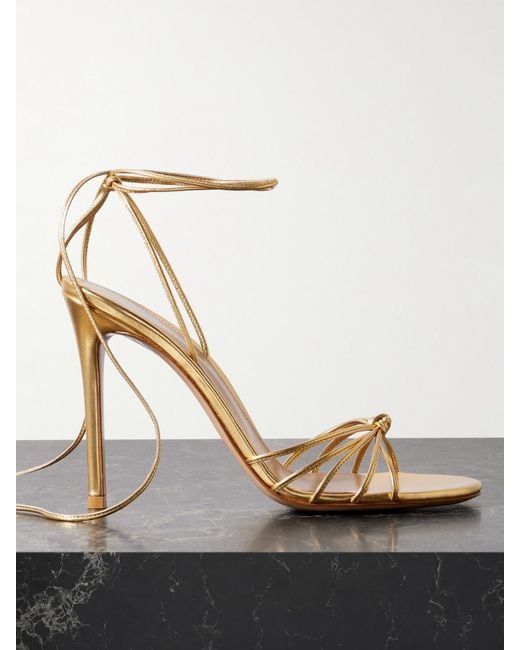 Gianvito Rossi Women's 85 Lace-Up Metallic Leather Sandals
