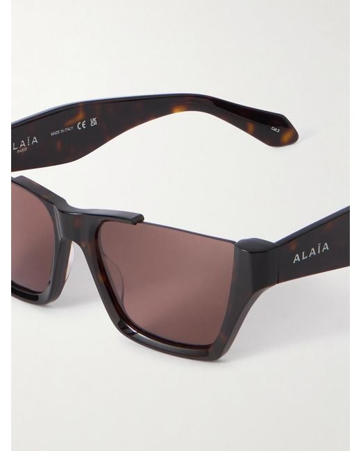 Alaïa Brown Square-Frame Tortoiseshell Acetate Sunglasses
