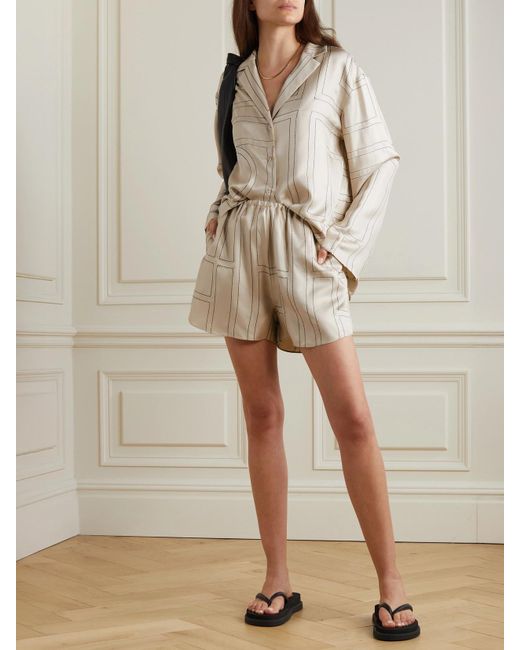 Totême Natural Embroidered Silk-Twill Shirt
