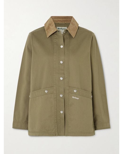 Veste En Toile De Coton À Finitions En Velours De Coton Côtelé Sonnie Barbour en coloris Green