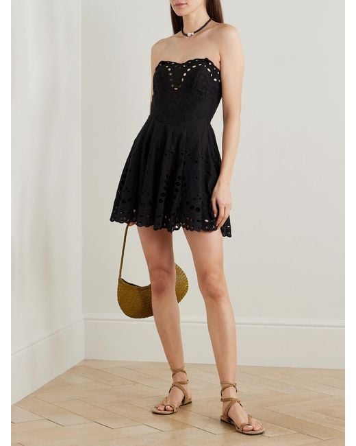 Charo Ruiz Black Bail Broderie Anglaise Cotton-Blend Mini Dress