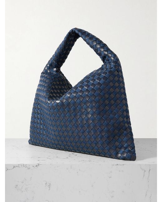 Bottega Veneta Blue Hop Large Intrecciato Leather And Denim Tote