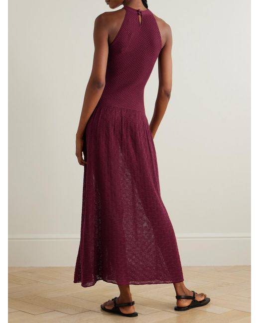 Escvdo Red Cayo Open-Knit Cotton Maxi Dress