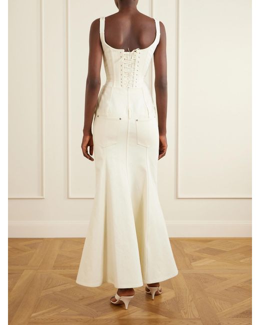 Wiederhoeft White Embellished Denim Midi Skirt