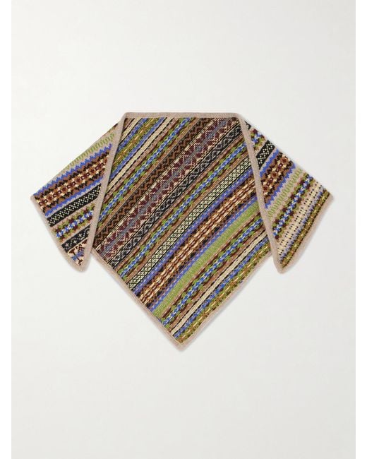 &Daughter White Fair Isle Cashmere Scarf
