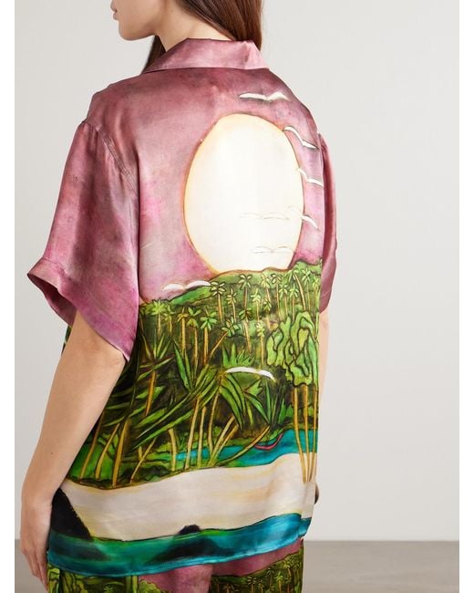 Donde Esteban Green La Sierra Printed Silk-Satin Shirt