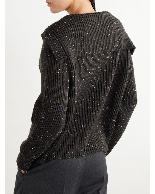 Bottega Veneta Black Ribbed Wool-Blend Cardigan