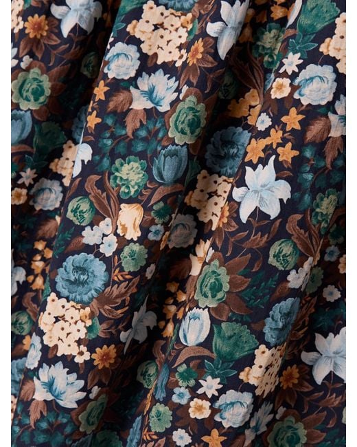 Doen Blue Sabia Shirred Floral-Print Organic Cotton-Poplin Mini Dress