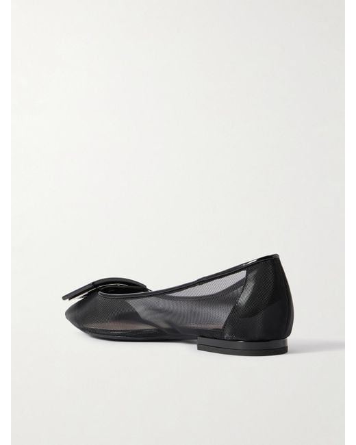 Roger Vivier White Gommettine Buckled Mesh Ballet Flats