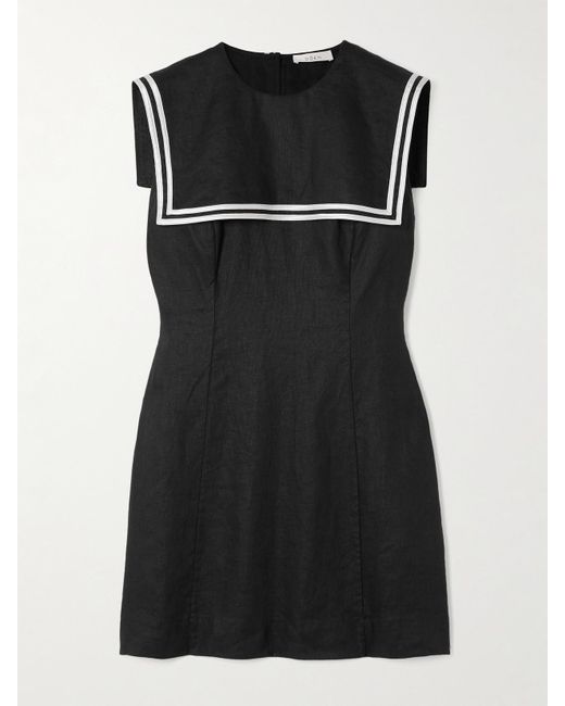 Doen Black Monroe Minikleid Aus Leinen Mit Streifen