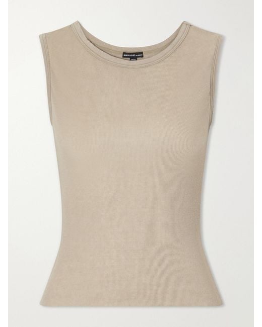 James Perse Natural Ribbed Cotton And Cashmere-Blend Tank