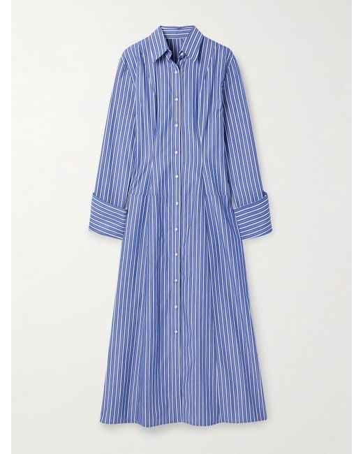 Robe-Chemise Midi En Popeline De Coton À Rayures The Sammy Brandon Maxwell en coloris Blue