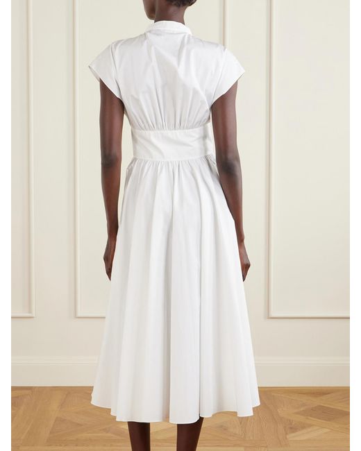 Alaïa White Knot-Detailed Belted Cotton-Poplin Midi Dress